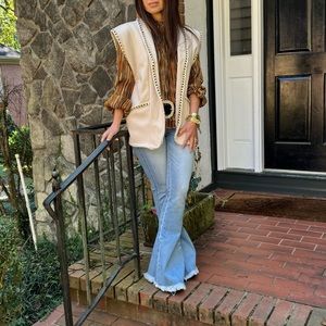 40 Made in Italy chic Trim Jacket Vest with Pockets 
One size